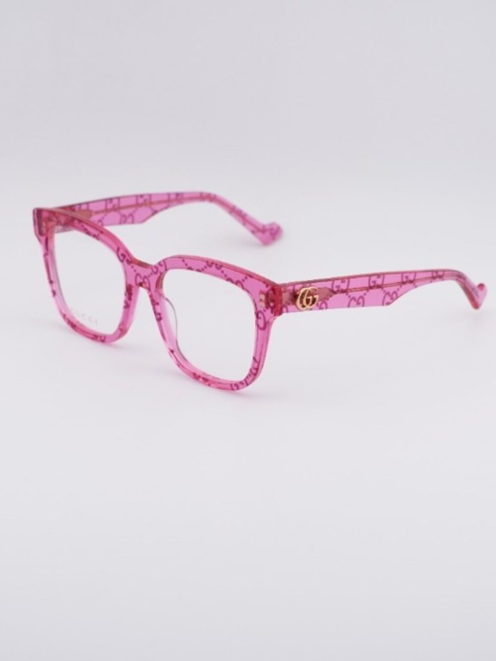 Gucci GG0958O 011 Eyeglasses Shiny Pink with GG Pattern 52mm Square Frame